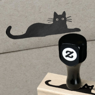 Koele kat liggend rubberstempel