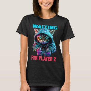 Koele Kat Met Controller Wachtende Speler 2 Gamen T-shirt