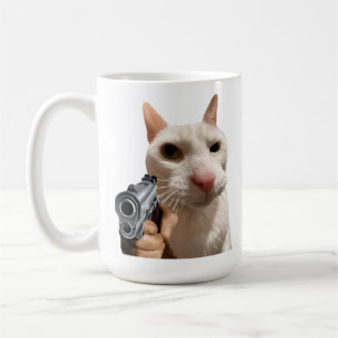 Koele kat met pistool grappige meme koffiemok
