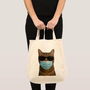 Koele kat met tinten en masker tote bag
