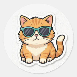 Koele Kat Met Zonnebril Sticker Grappige Esthetiek