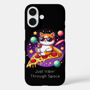 Koele Kat op Pizza in de Ruimte iPhone 16 Hoesje