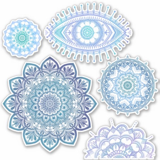 Koele kleur Megaflora Design Mandala Sticker (Voorkant)