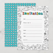 Koele Kleurplaat vlakke uitnodigingskaart