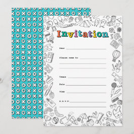 Koele Kleurplaat vlakke uitnodigingskaart Kaart