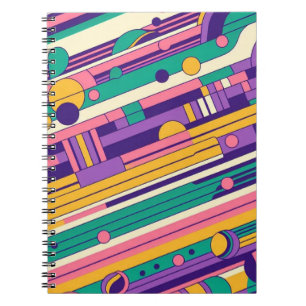 Koele, kleurrijke 80s / 90s retro ontworpen notitieboek