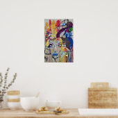 Koele kleurrijke graffiti van vrouwen poster (Keuken)