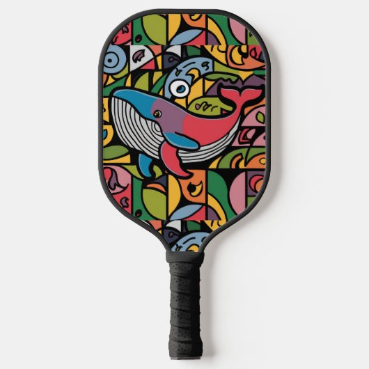 Koele kleurrijke walvis Abstract Pickleball Paddle (Voorkant)