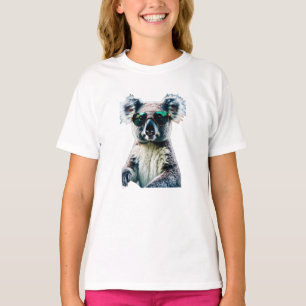 Koele Koala in een Jeep met Ray-Ban stijl zonnebri T-shirt