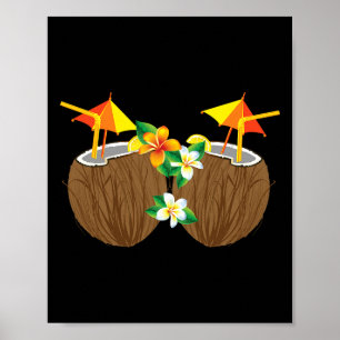 Koele Kokosnoot Drink Borst Funny Palm Tree Juice Poster