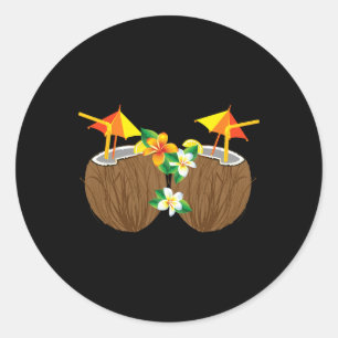 Koele Kokosnoot Drink Borst Funny Palm Tree Juice  Ronde Sticker