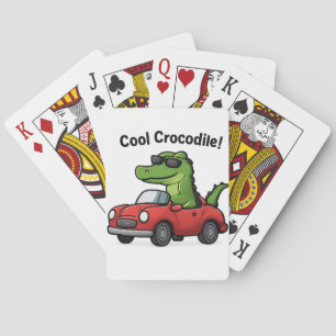 Koele krokodil Cartoon in zonnebril Rijden in een  Pokerkaarten