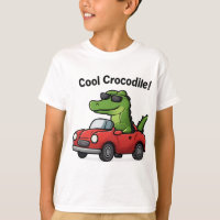 Koele krokodil Cartoon in zonnebril Rijden in een 