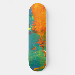 Koele Kunst Groen Oranje Geschilderd Skateboard