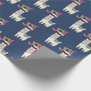 Koele lama in Santa Hat en zonnebril Cadeaupapier