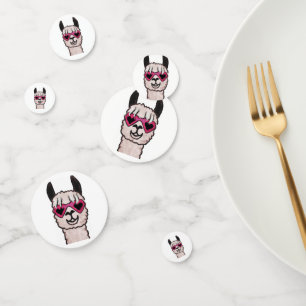 Koele lama met hartbril confetti