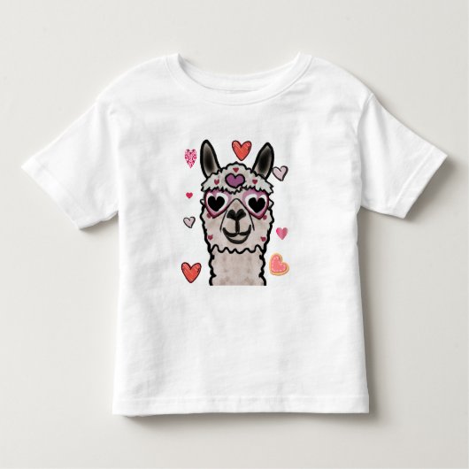 Koele lama met hartbril kinder shirts (Voorkant)