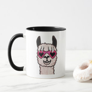 Koele lama met hartbril mok