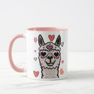 Koele lama met hartbril mok