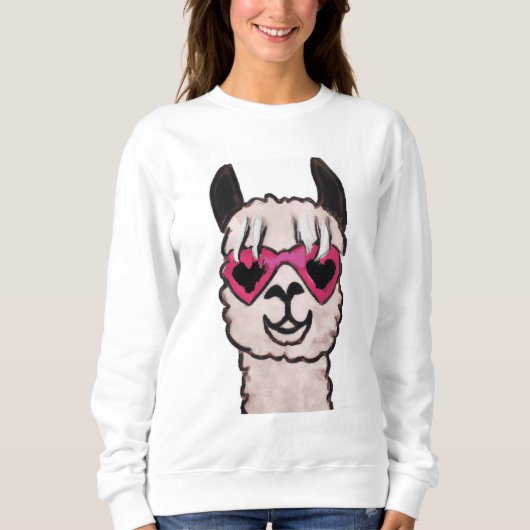 Koele lama met hartbril trui (Voorkant)