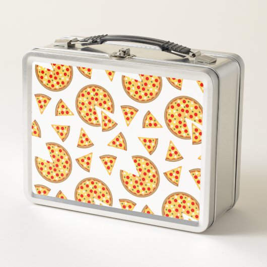 Koele leuke pizza en plakjes patroon op wit (Voorkant)