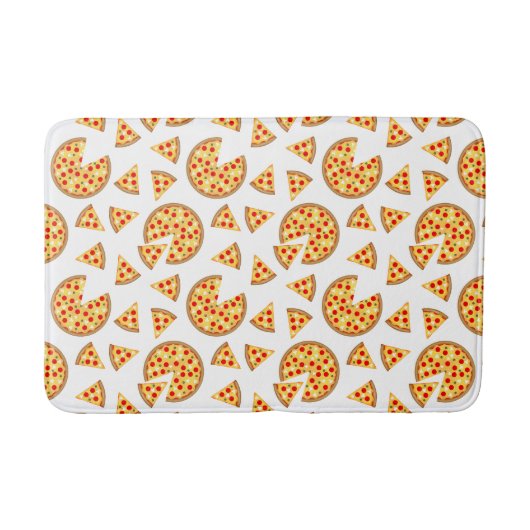 Koele leuke pizza en plakjes patroon op wit badmat (Voorkant)