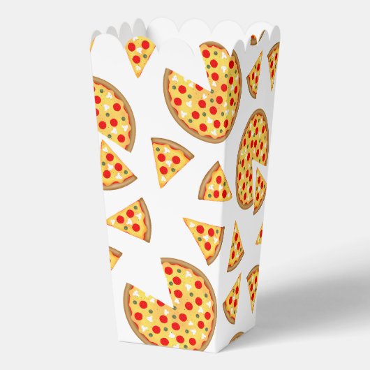Koele leuke pizza en plakjes patroon op wit bedankdoosjes (Achterkant)