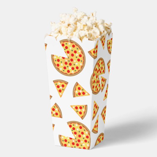 Koele leuke pizza en plakjes patroon op wit bedankdoosjes (Popped)