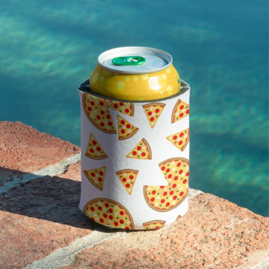 Koele leuke pizza en plakjes patroon op wit blikjeskoeler (Insitu Zwembad)