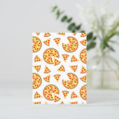 Koele leuke pizza en plakjes patroon op wit briefkaart (Staand voorkant)