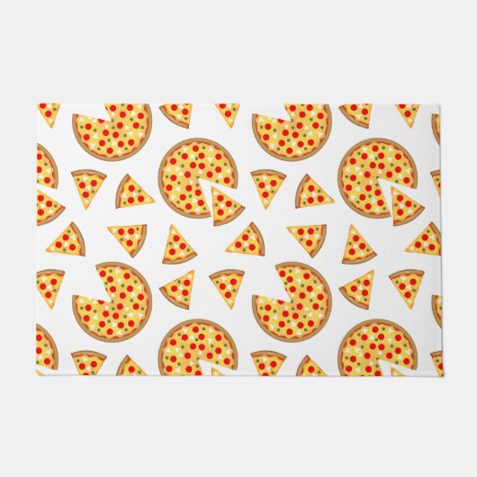 Koele leuke pizza en plakjes patroon op wit deurmat (Voorkant)