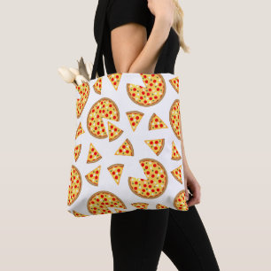 Koele leuke pizza en plakjes patroon op wit draagtas