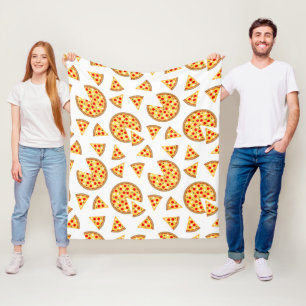 Koele leuke pizza en plakjes patroon op wit fleece deken