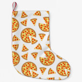 Koele leuke pizza en plakjes patroon op wit kleine kerstsok (Voorkant)