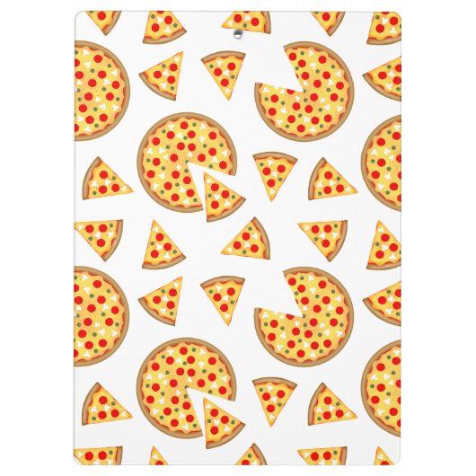 Koele leuke pizza en plakjes patroon op wit klembord (Achterkant)