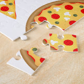 Koele leuke pizza en plakjes patroon op wit legpuzzel (Zijkant)