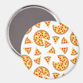 Koele leuke pizza en plakjes patroon op wit magneet (Voorkant / Achterkant)