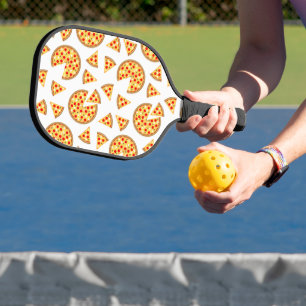 Koele leuke pizza en plakjes patroon op wit pickleball paddle