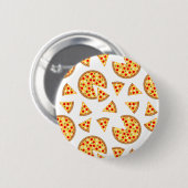 Koele leuke pizza en plakjes patroon op wit ronde button 5,7 cm (Voorkant /achterkant)