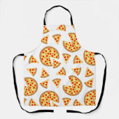 Koele leuke pizza en plakjes patroon op wit schort (Voorkant)