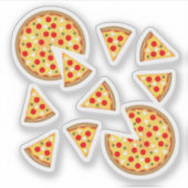Koele leuke pizza en plakjes patroon op wit sticker (Voorkant)