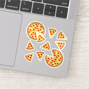 Koele leuke pizza en plakjes patroon op wit sticker