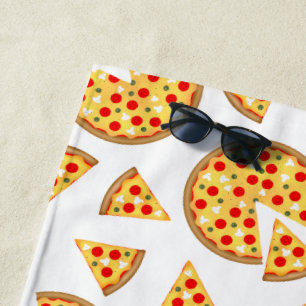 Koele leuke pizza en plakjes patroon op wit strandlaken