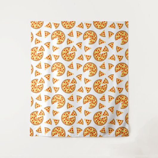 Koele leuke pizza en plakjes patroon op wit wandkleed (Voorkant)