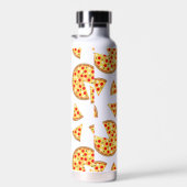 Koele leuke pizza en plakjes patroon op wit waterfles (Rechts)