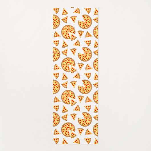 Koele leuke pizza en plakjes patroon op wit yogamat (Voorkant)