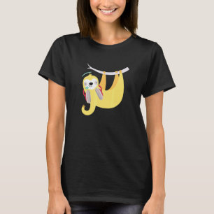 Koele luiaard met hoofdtelefoon chilt t-shirt