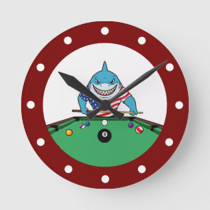 Koele Man Cave Pool Shark Wandklokken Ronde Klok