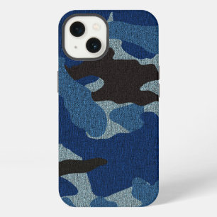 Koele mannelijke faux doek blauw camo militaire st iPhone 13 hoesje