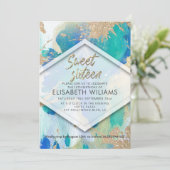 Koele moderne blush waterverf glitterij kaart (Staand voorkant)